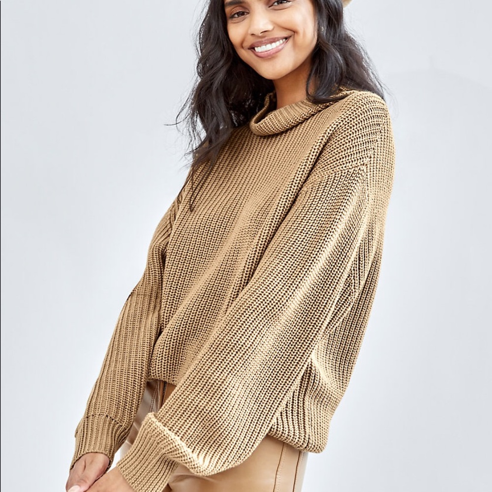 Aritzia Tan Cowl Neck Sweater